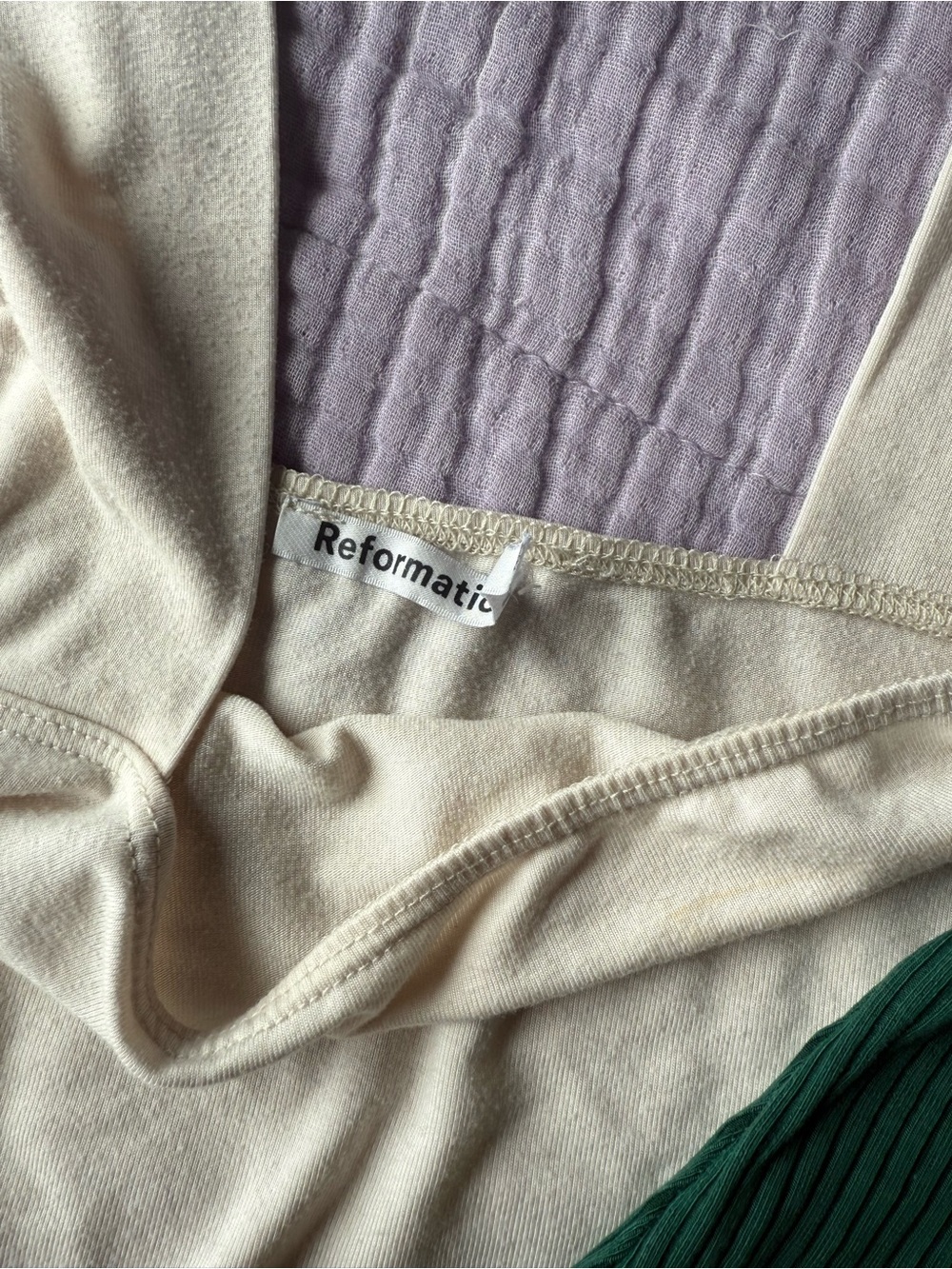 Reformation Ribbed Square-Neck Tank Bundle in Green, Black, Cream - Picture 4 of 8